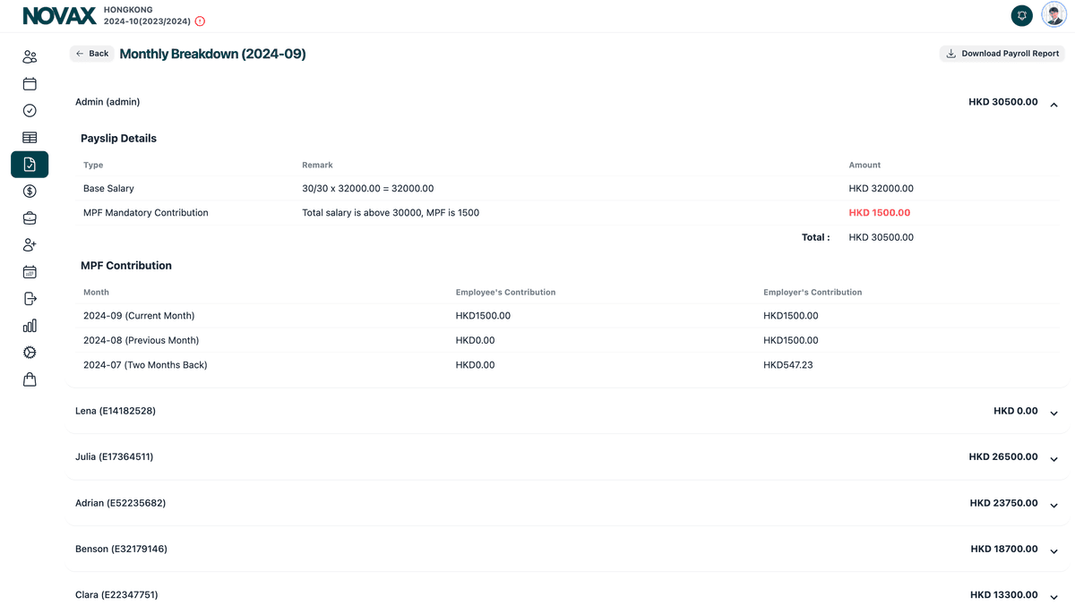 Monthly Settlement Summary