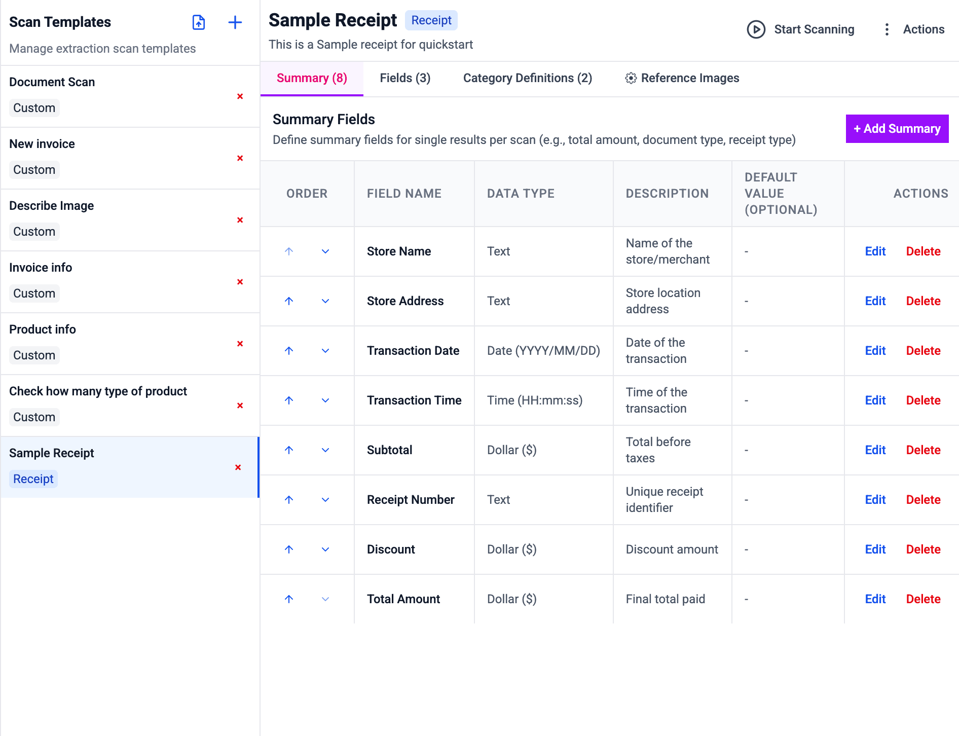 Custom Scanning Schema Interface